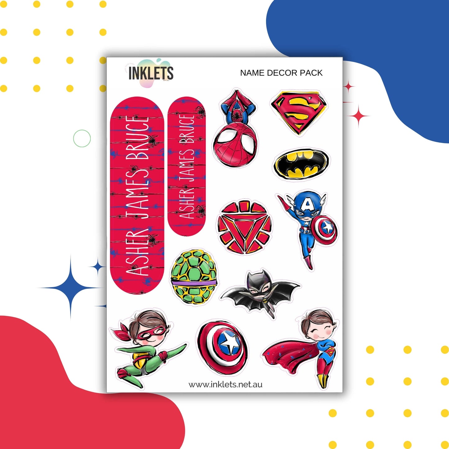 Superboyz Name Decor Sheets