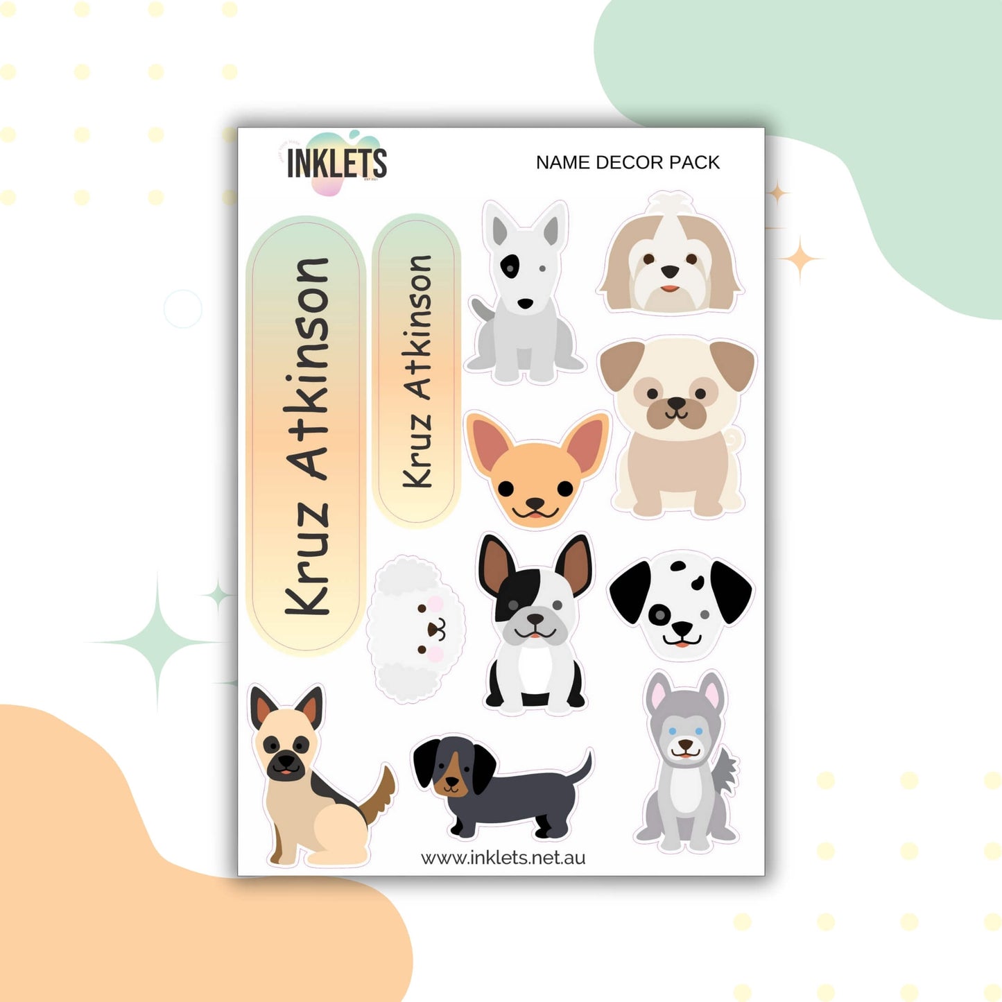 Puppy Dog Palz Name Decor Sheets