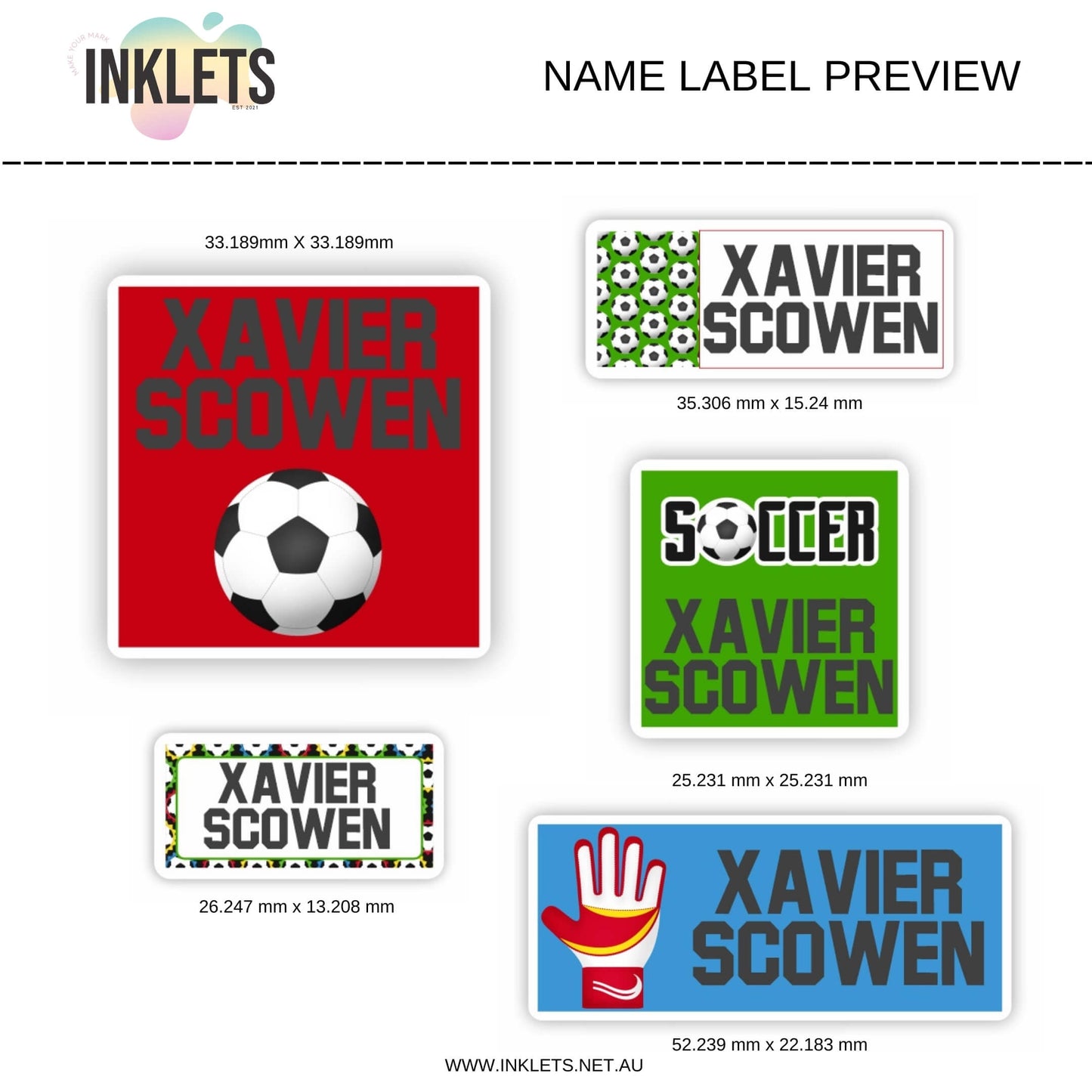 Soccer Name Label Sheet