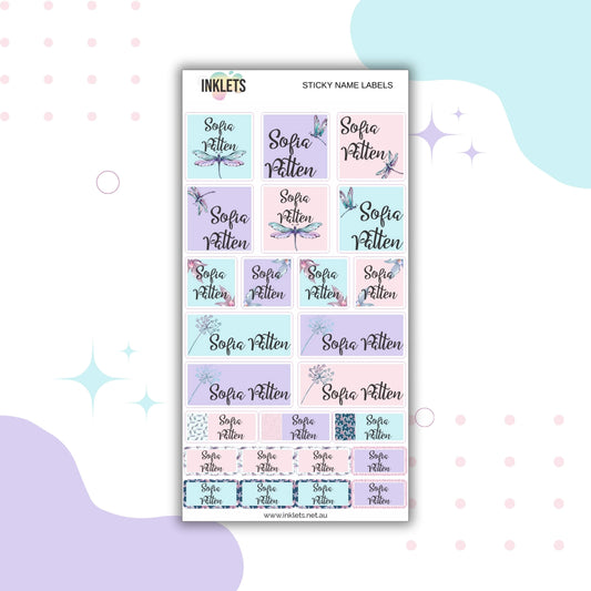 Dragonflies Name Label Sheet