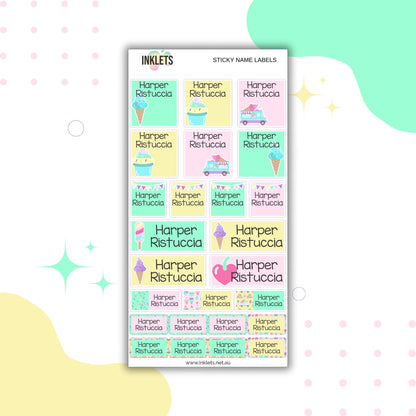 Ice Cream Name Label Sheet