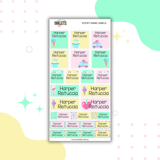 Ice Cream Name Label Sheet