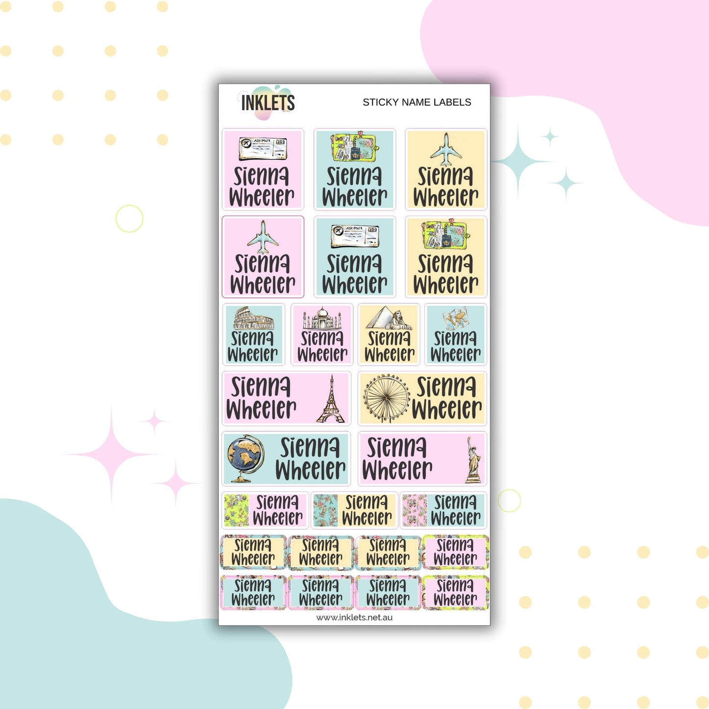 Wanderlust Name Label Sheet