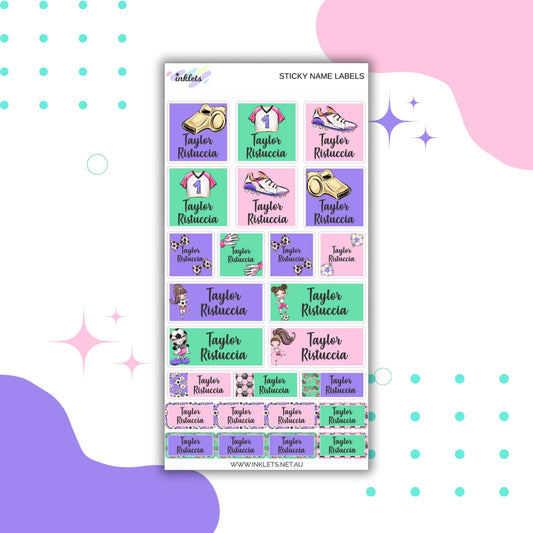 Soccer Girls Name Label Sheet