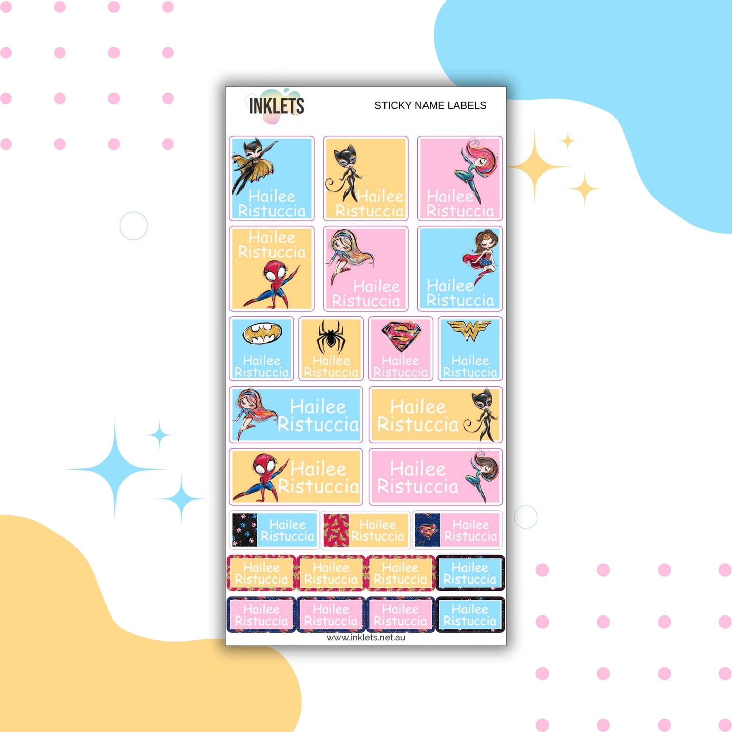 Supergirlz Name Label Sheet