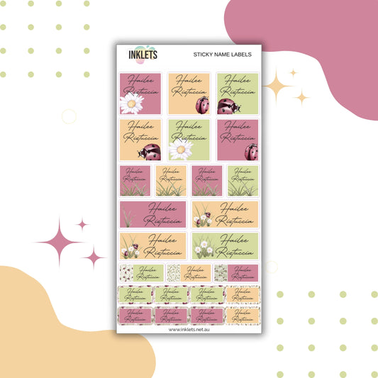 Ladybugs Name Label Sheet