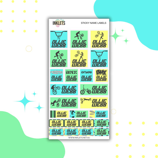 BMX Name Label Sheet