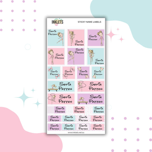 Gymnastics Name Label Sheet