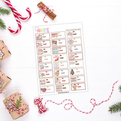 Retro Christmas Present Stickers