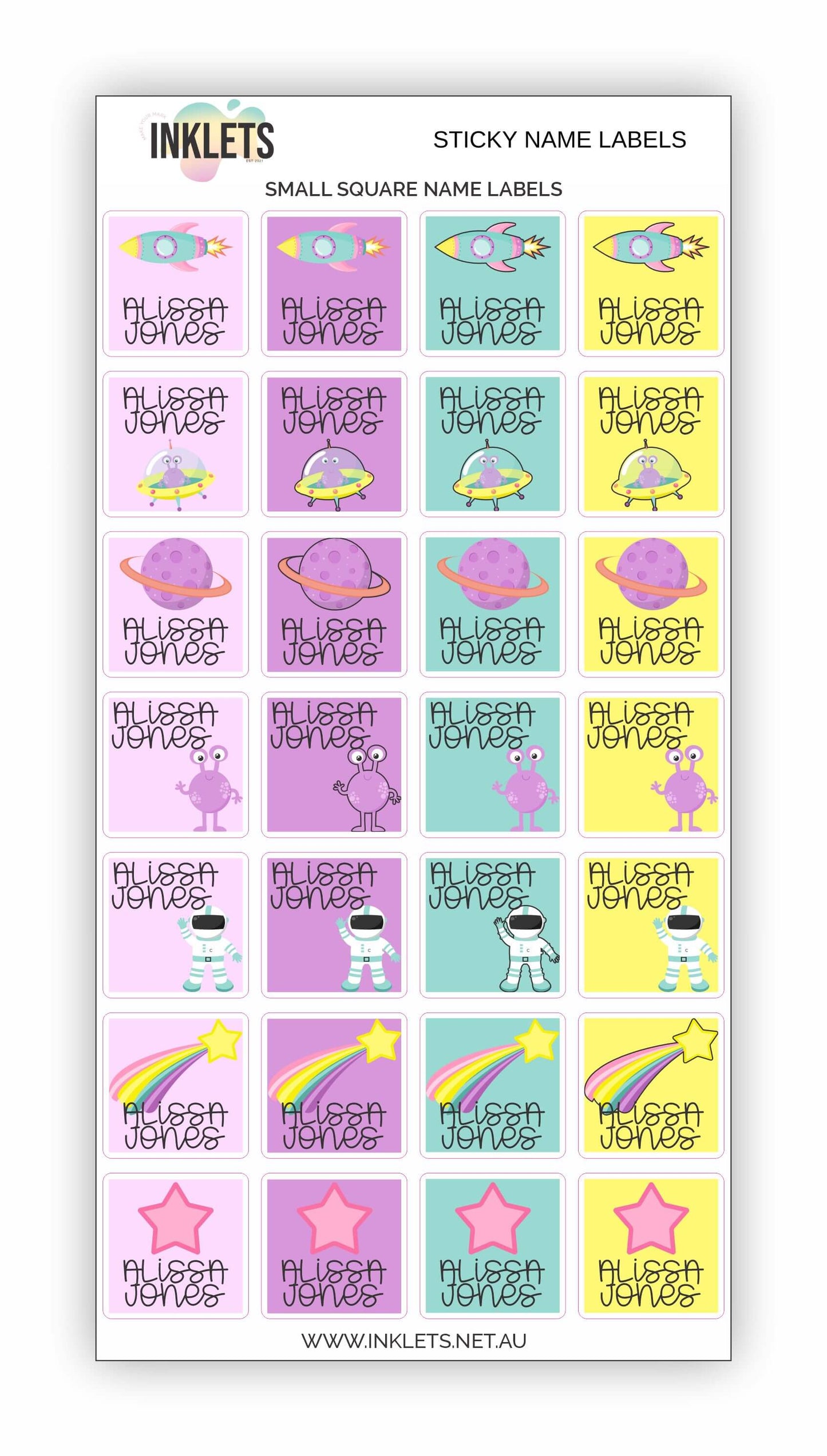 Space Blast Pink Name Label Bundle
