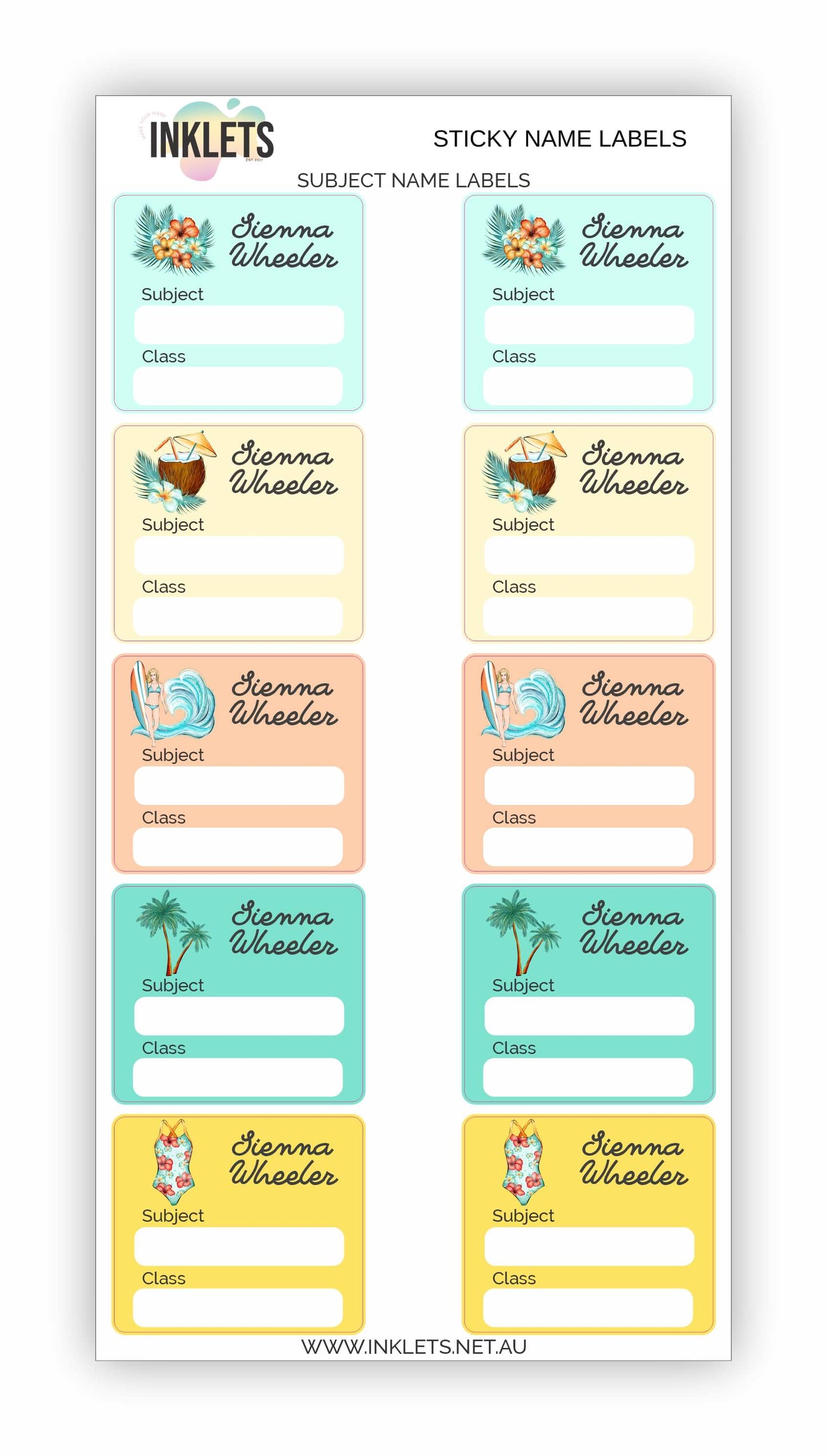 Surf Girl Name Label Bundle