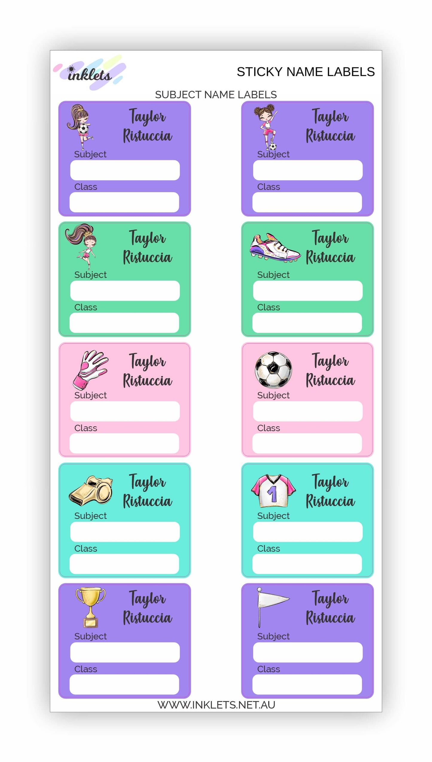 Soccer Girls Name Label Bundle