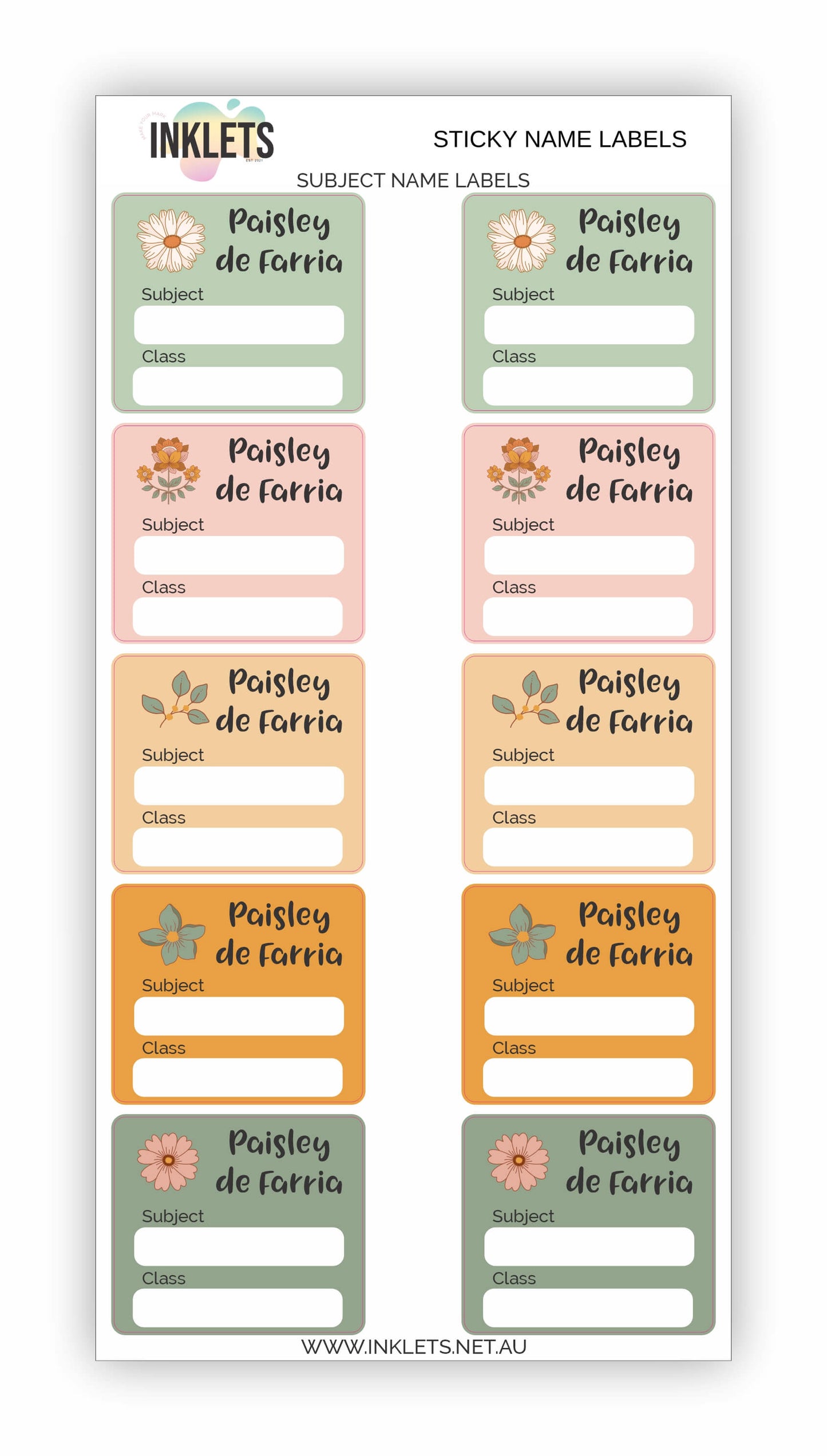 Groovy Flowers Name Label Bundle