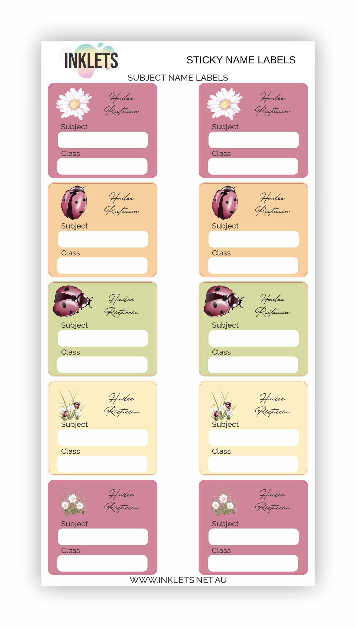 Ladybugs Name Label Bundle