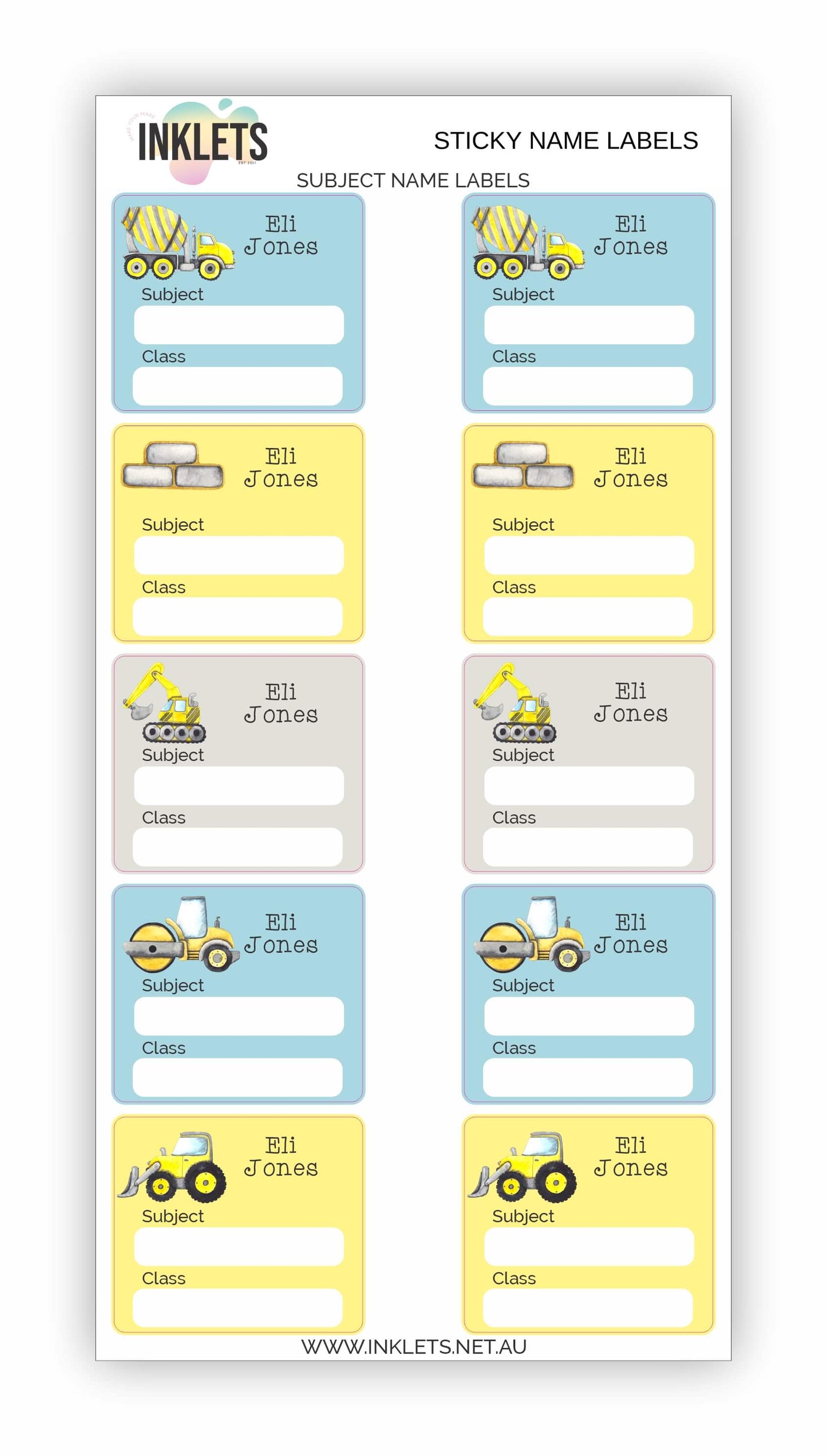 Construction Name Label Bundle