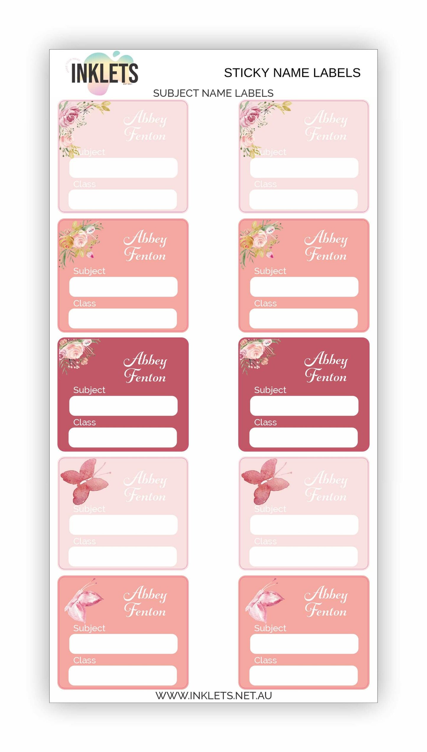 Blush Floral Name Label Bundle