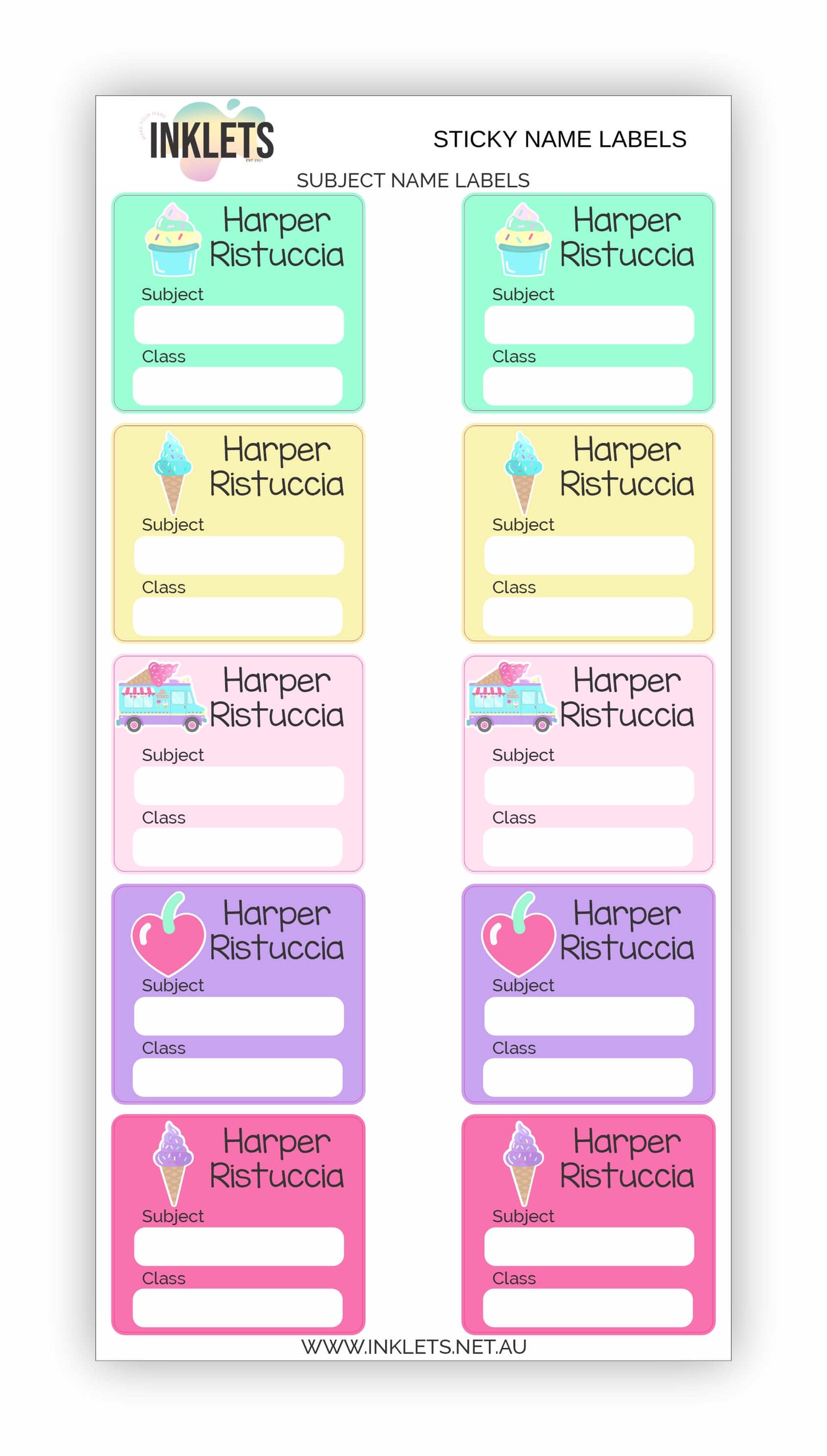 Ice Cream Name Label Bundle